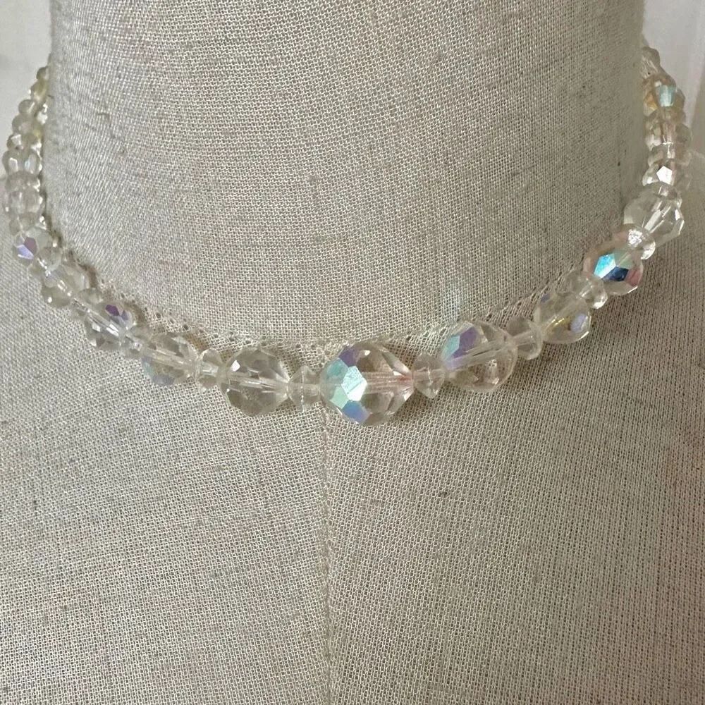 Clear beaded vintage choker necklace